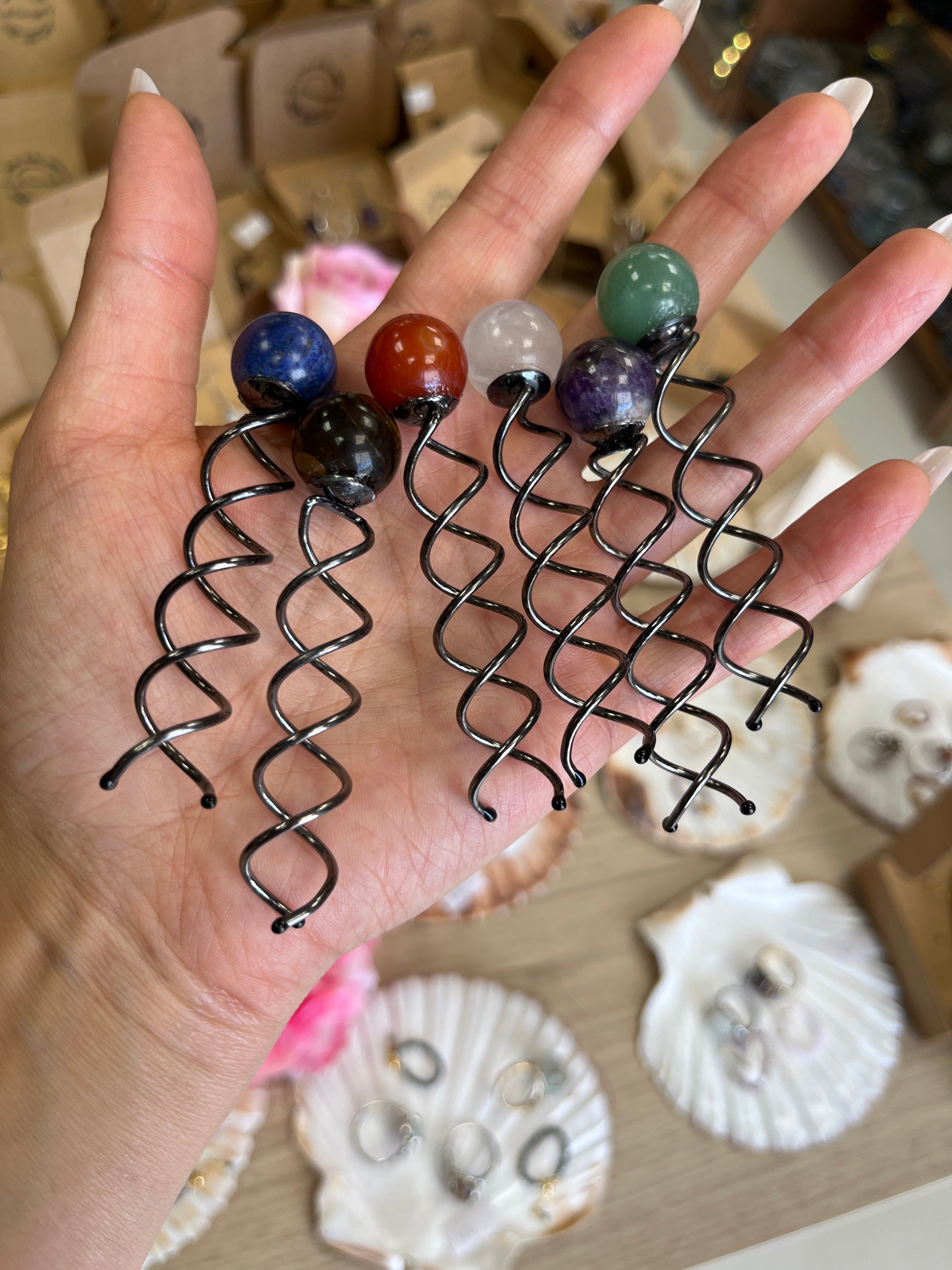 Spirale à cheveux en pierre véritable