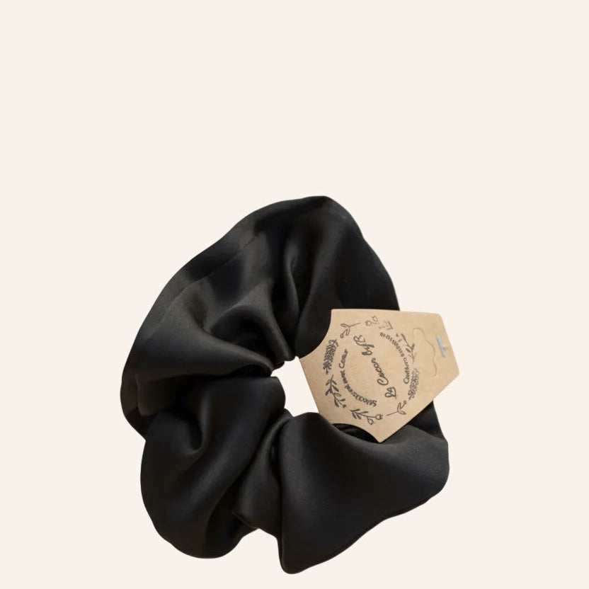 Chouchou large en satin noir