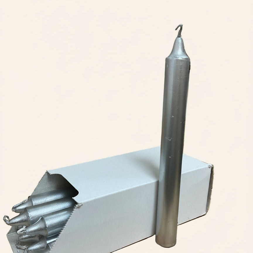 Bougie argentée – Rituel & Intention (à l’unité)