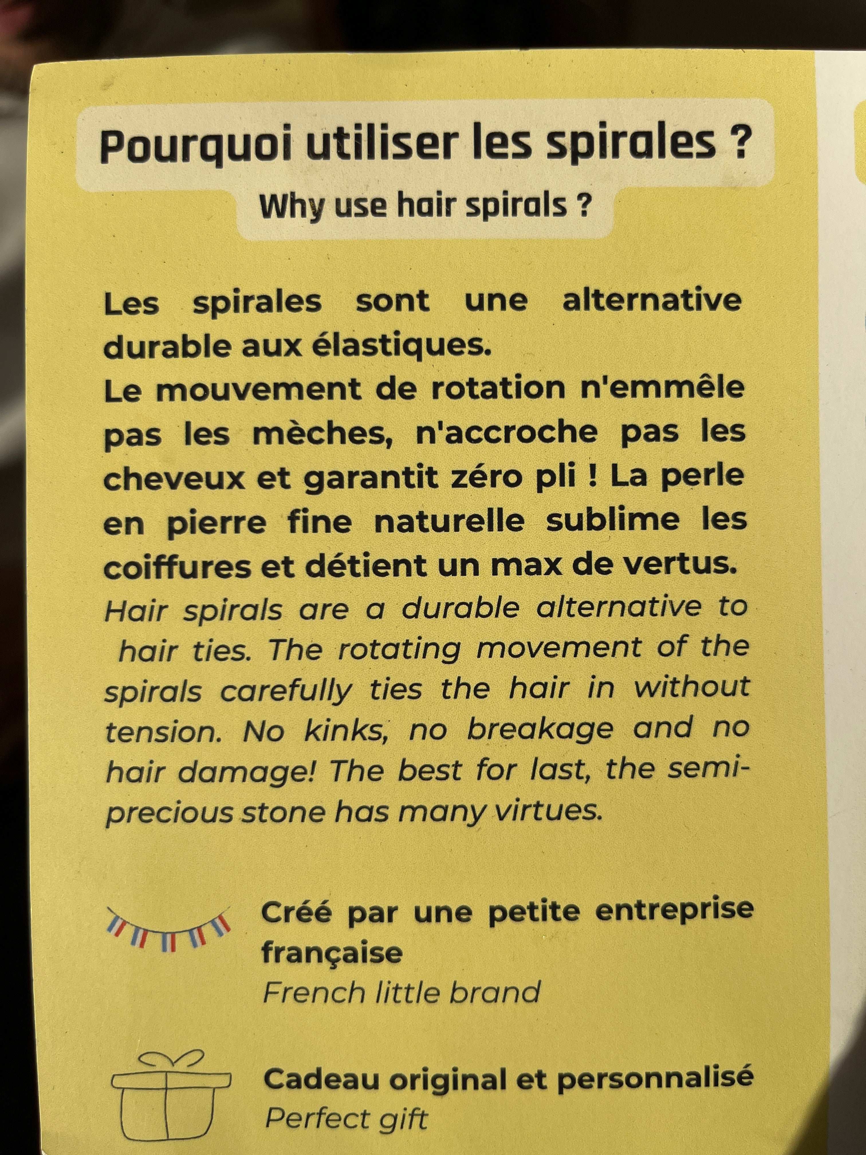 Spirale à cheveux en pierre véritable