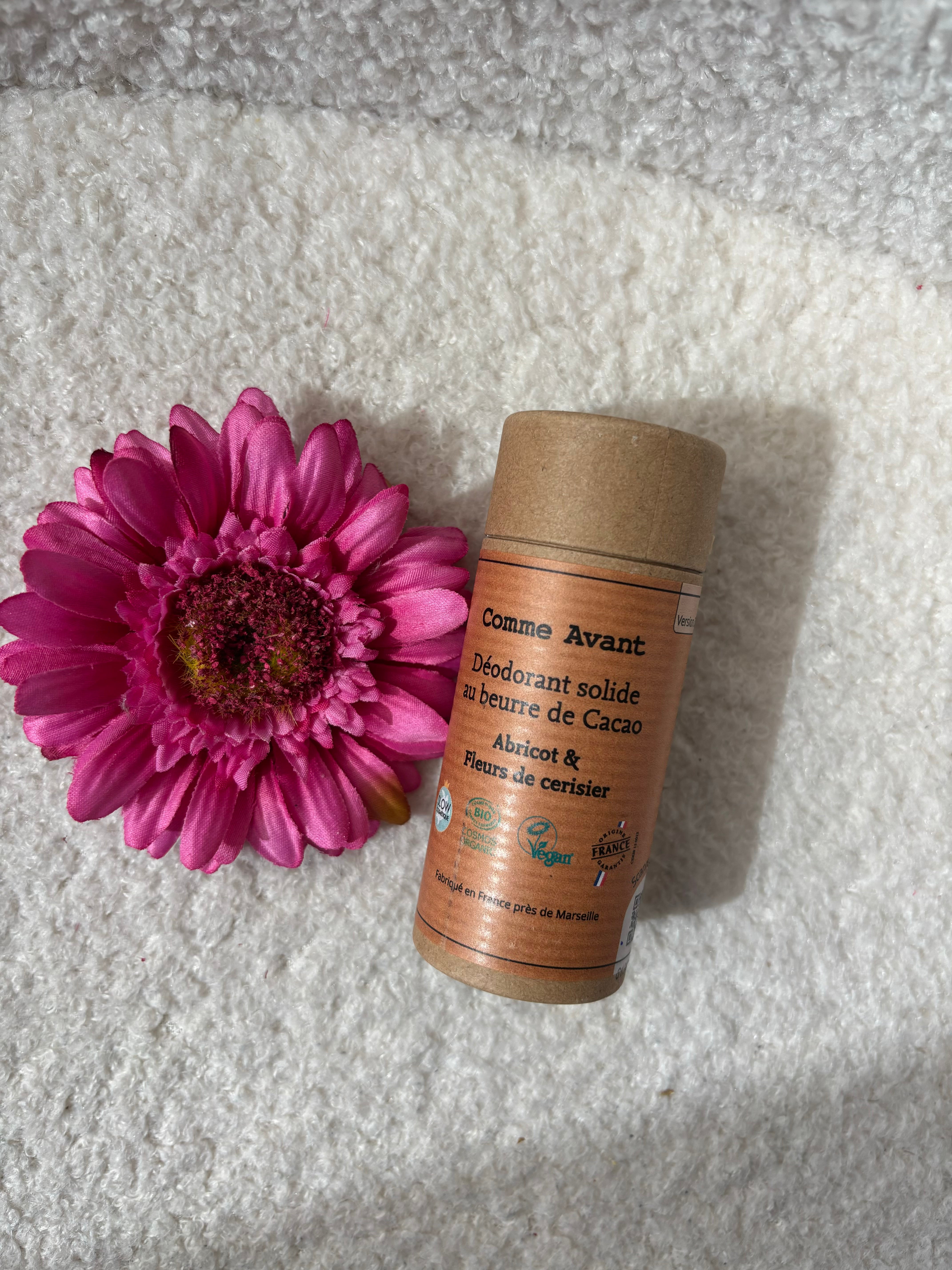 DEODORANT SOLIDE  BEURRE DE CACAO COMME AVANT abricot fleurs de cerisier