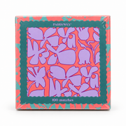 Boîte de 100 allumettes Abstract Floral Paddywax, fleurs lilas, corail et vert, sur fond blanc