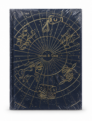 Recto du carnet Astral Venus & Gaia bleu nuit et doré, sans étiquette de prix sur fond blanc