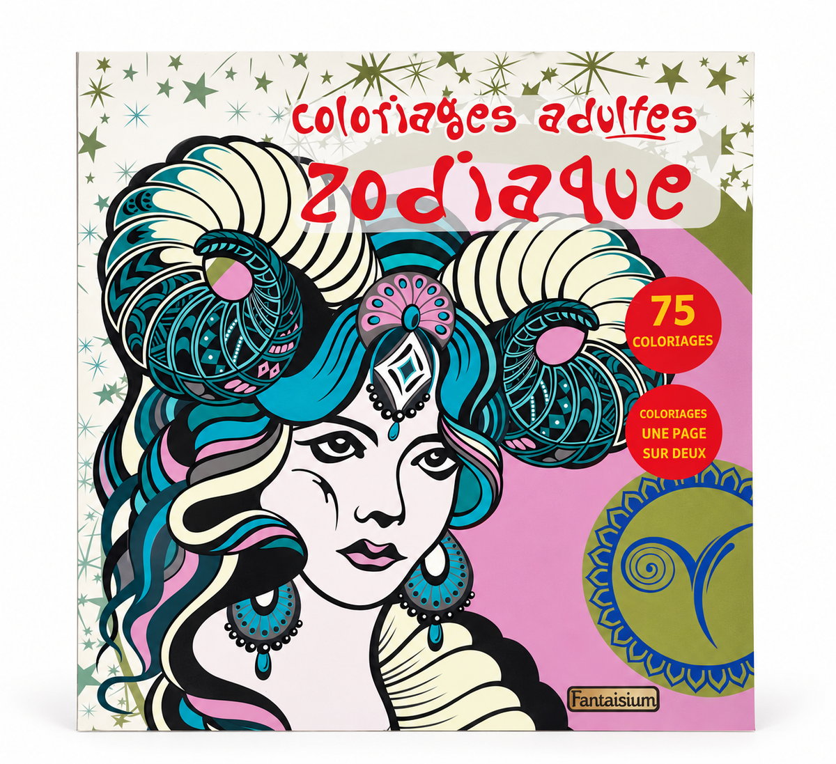Couverture de Coloriages adultes Zodiaque, 75 coloriages, sur fond blanc