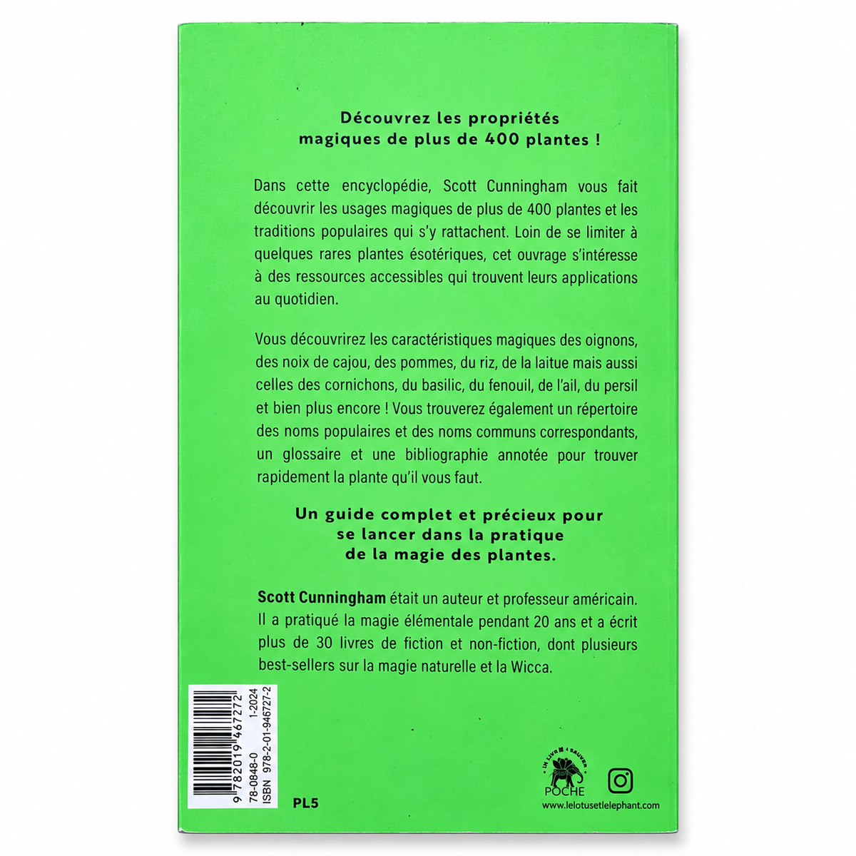 Verso du livre Encyclopédie des plantes magiques sur fond blanc