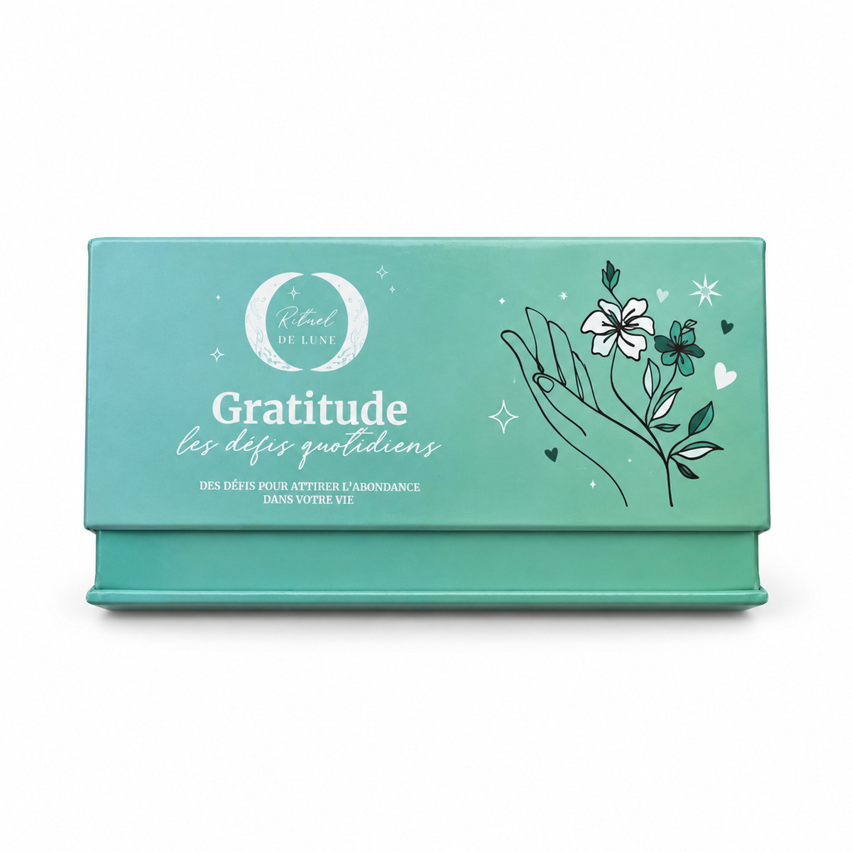 Coffret Gratitude les défis quotidiens de Rituel de Lune, recto sur fond blanc