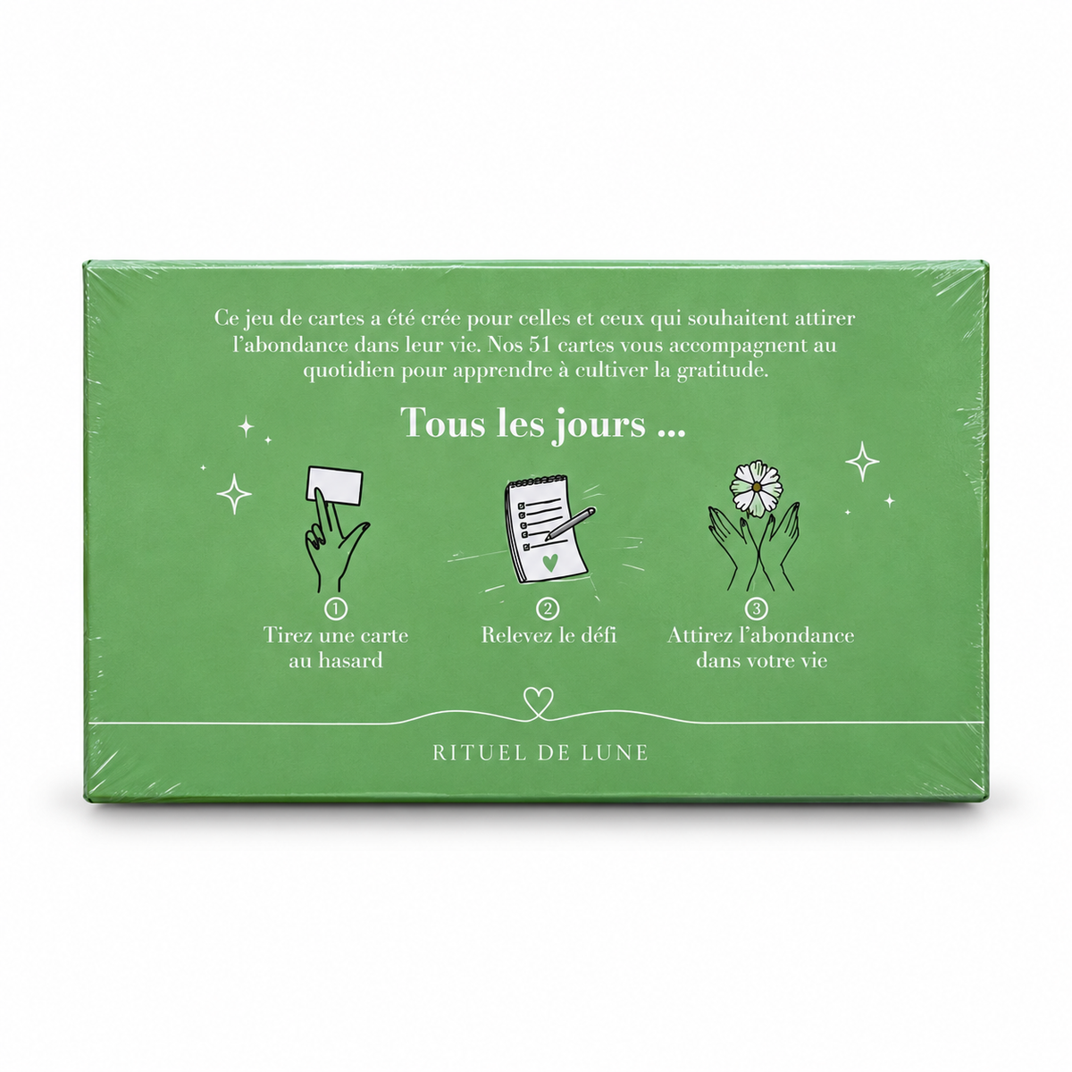 Coffret Gratitude les défis quotidiens, verso sur fond blanc