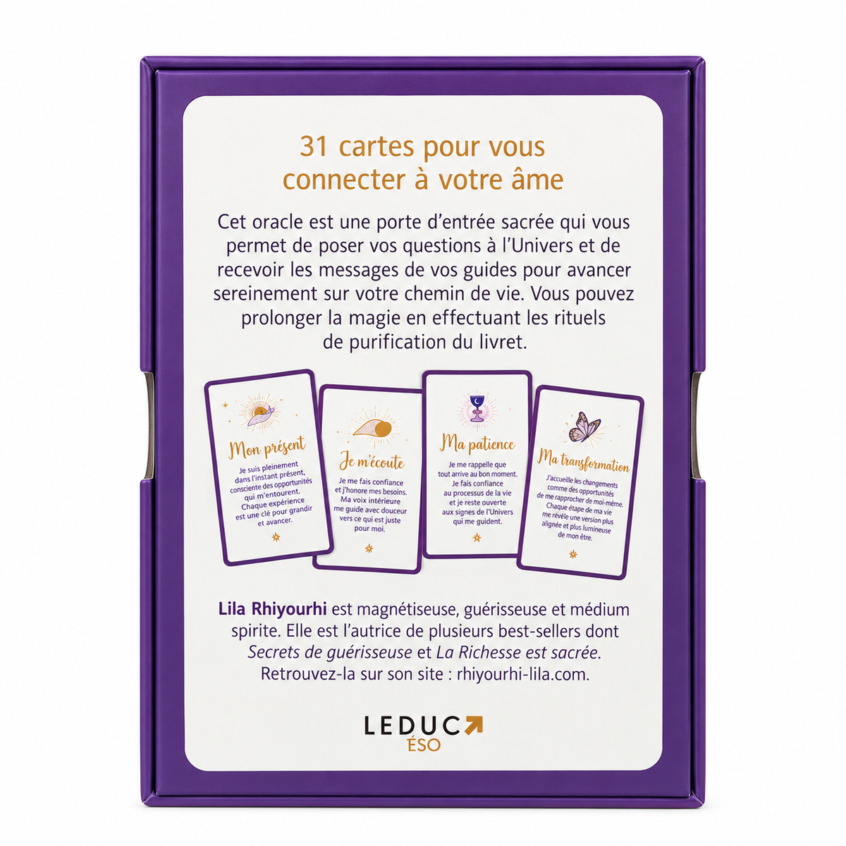 Oracle Messages de Lumière – verso du coffret sur fond blanc