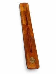 Porte-encens en bois brun avec motif Om doré, vendu à l’unité