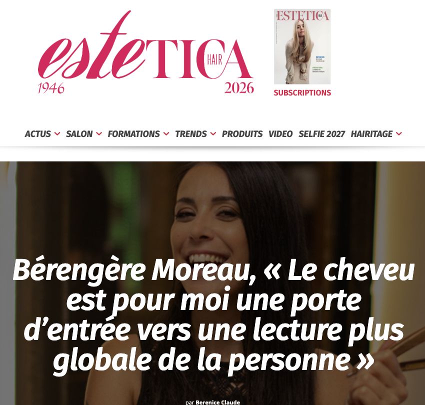 Capture de l’entretien de Bérengère Moreau publié par Estetica Magazine France