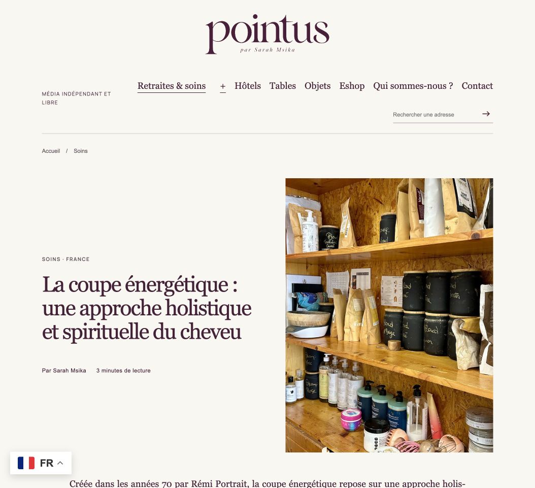 Reportage Pointus : titre de l’article et photo du Cocon by B