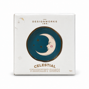 Vide-poche Celestial Teal Moon de Designworks Ink dans sa boîte, sur fond blanc